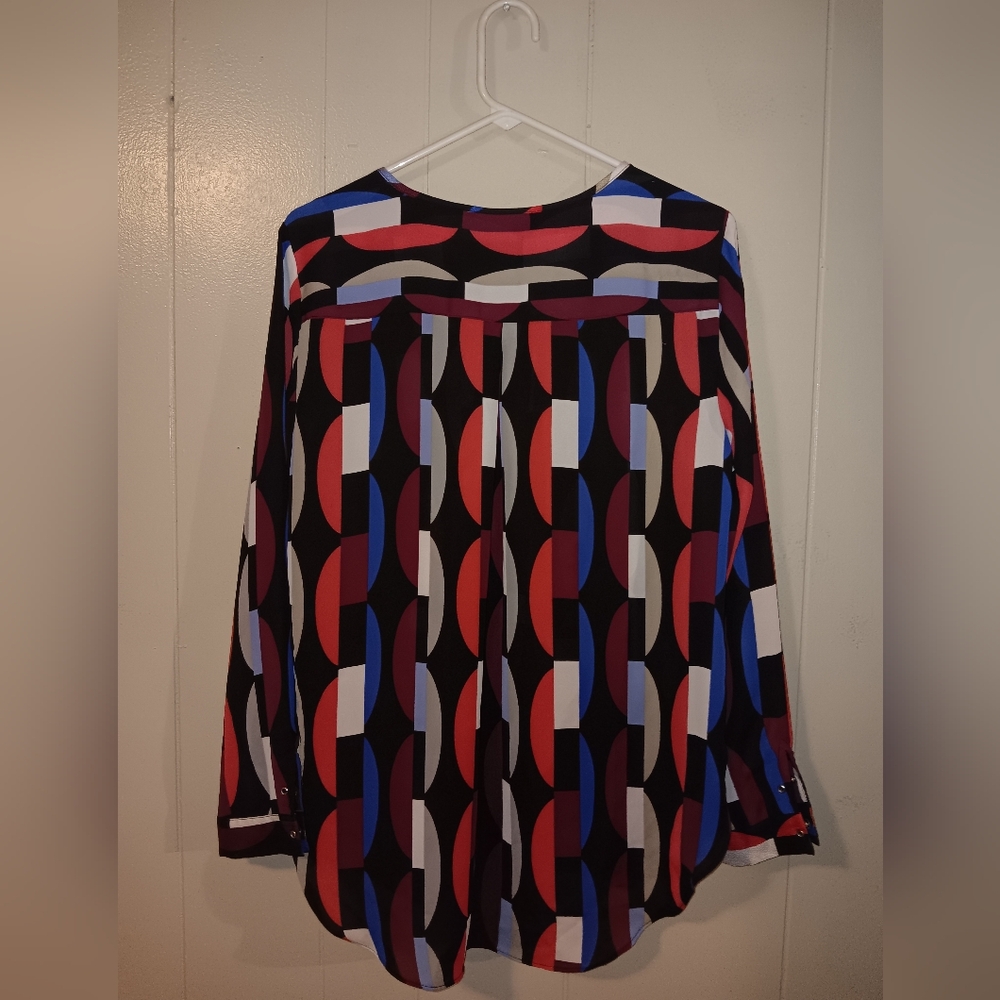 Dana Buchman Size L Pink Blue Beige Wine Black Gray Stylish Top Blouse Women - Picture 2 of 3